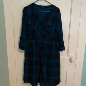 Torrid 3/4 Sleeve Flannel Dress, Size 1.